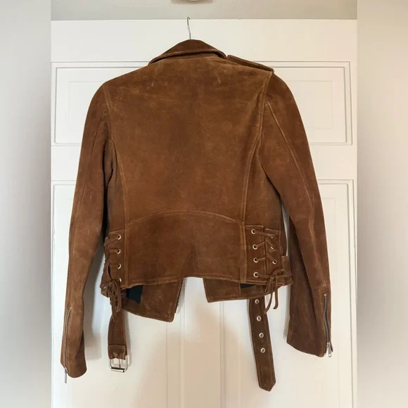 A.L.C. Chestnut Brown Suede Moto Jacket - Picture 2 of 5